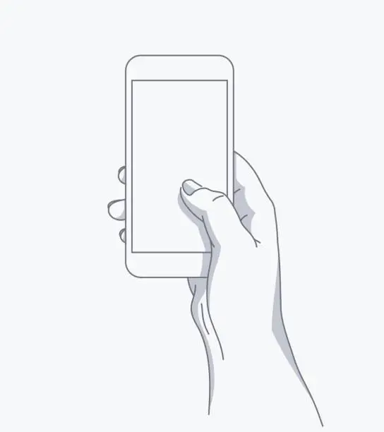 Vector illustration of Hand holds the phone