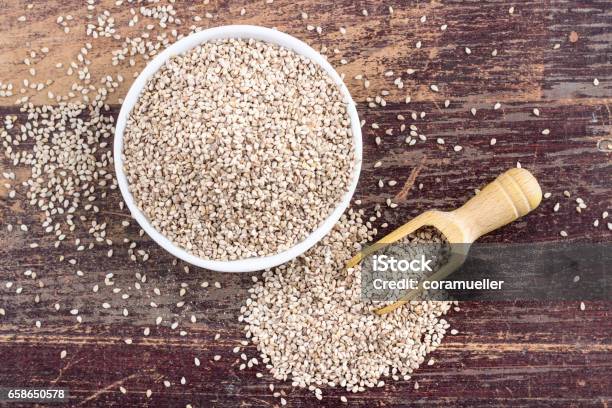 Sesame Seeds Stock Photo - Download Image Now - Sesame Seed, Peeled, Bowl