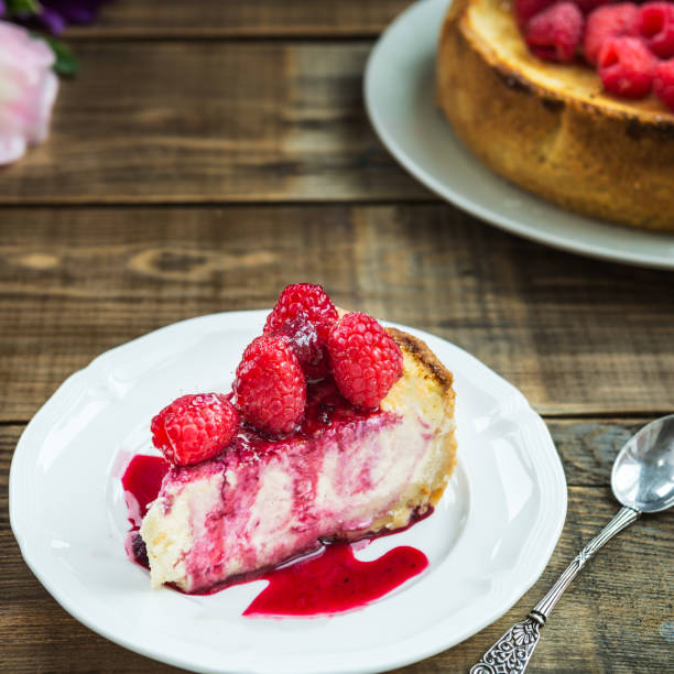 Homemade Vanilla Cheesecake with Raspberries