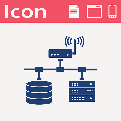 Flat Computer Network With Database Wifi And Server Stock Illustration ...
