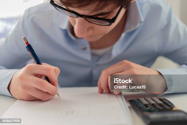 Write Homework Stock Photo - Download Image Now - Adult, Adults Only, Austria