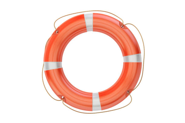 istock lifebuoy closeup, 3D rendering isolated on white background 658658144