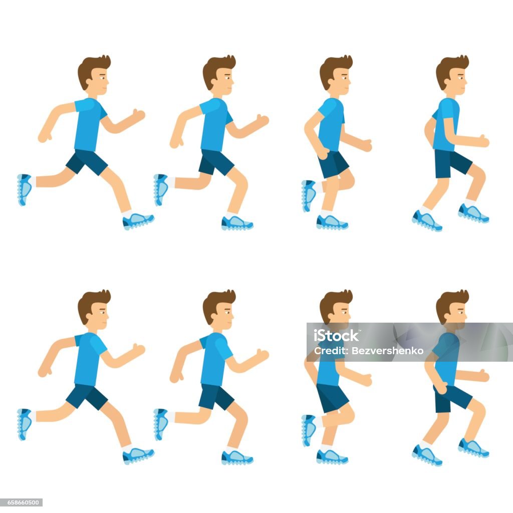 Running Man Animation Sprite Set 8 Frame Loop Female Flat Cartoon Style  Vector Illustration Jogging Man Is Running In Good Shape Isolated On White  Background Stock Vector Stock Illustration - Download Image