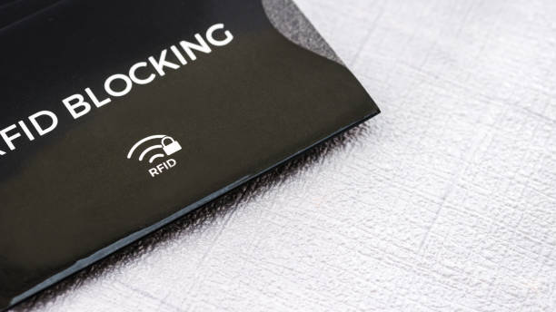 istock Black RFID blocking sleeve for secure credit card from fraud 658669142