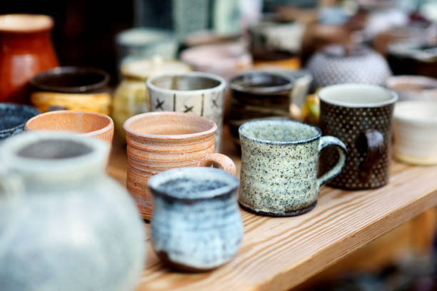 istock Ceramic dishes, tableware and jugs sold on Easter market in Vilnius, Lithuania 658681668