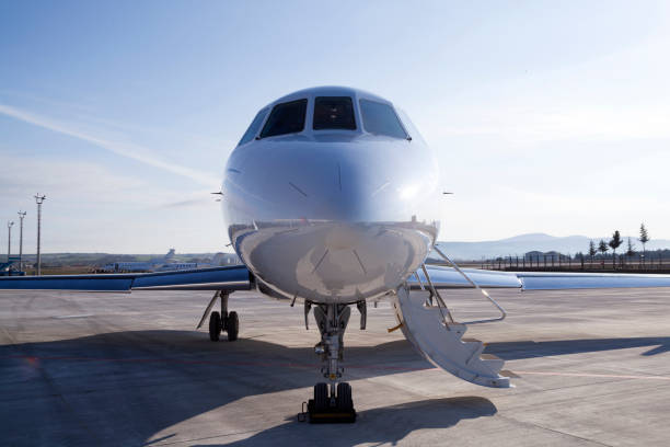 istock Private Jet On Airport Runway 658684930