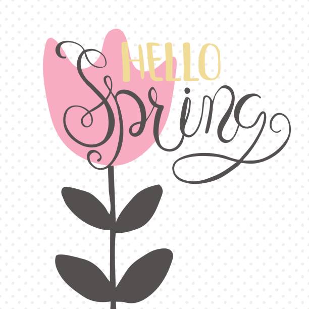 Lettering card - Hello Spring vector art illustration