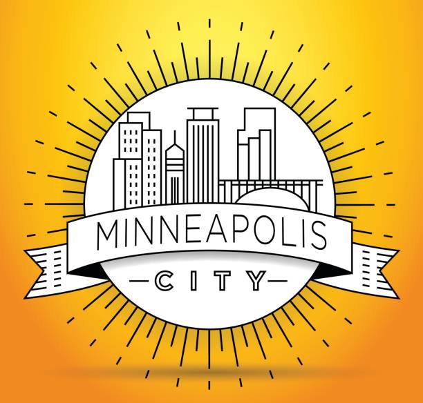Minimal Minneapolis Linear City Skyline with Typographic Design Minimal Minneapolis Linear City Skyline with Typographic Design minneapolis illustrations stock illustrations