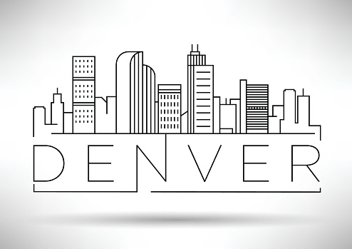 Minimal Denver Linear City Skyline with Typographic Design