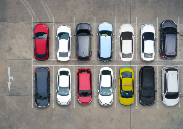 Empty parking lots, aerial view. Empty parking lots, aerial view. high section stock pictures, royalty-free photos & images