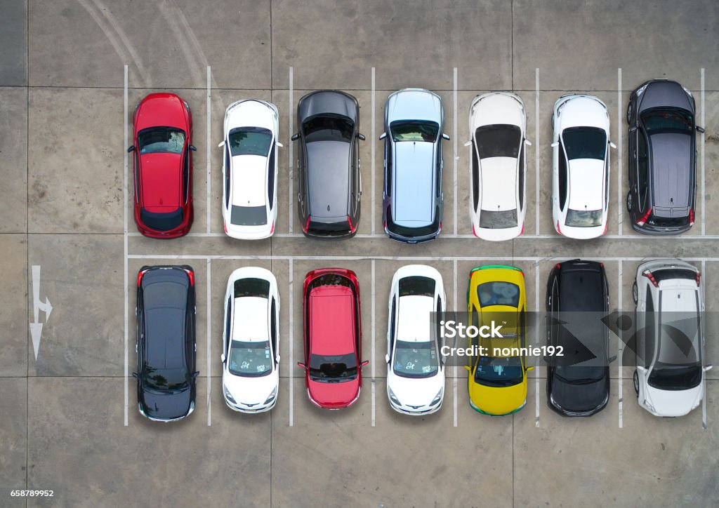 Vazio estacionamentos, vista aérea. - Foto de stock de Carro royalty-free