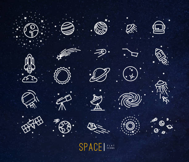 kuvapankkikuvitukset aiheesta space litteät kuvakkeet sininen - astronaut icons