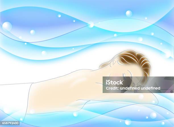 Beautiful Woman Lying On Bed Stock Illustration - Download Image Now - Beauty Spa, Spa Treatment, Adult