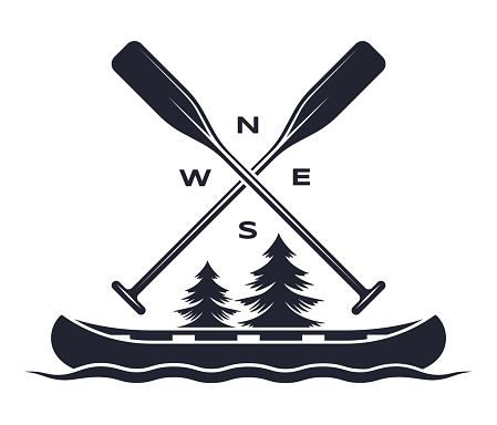 Canoe paddling summer adventure symbol.