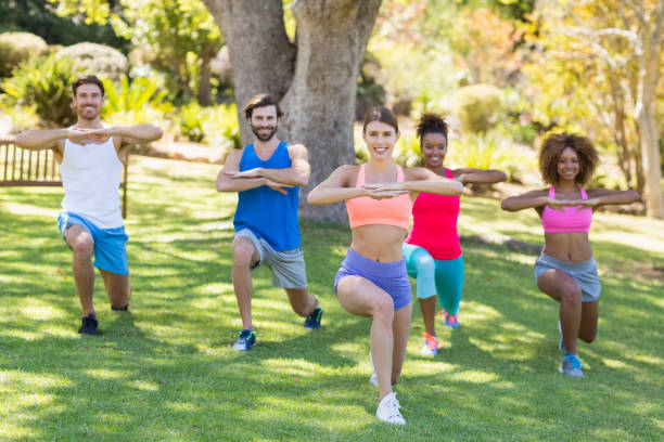 istock Group of friends exercising 658817294