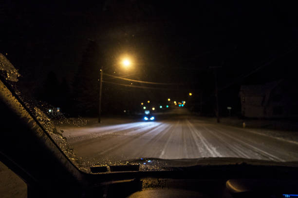 istock Midnight Car Driver POV Looking Through Icy Winter Windshield 658817468