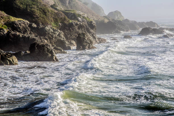 Rugged Northcoast Rocky coast of far Northern California, USA. outcrop stock pictures, royalty-free photos & images