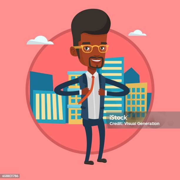 Business Man Opening His Jacket Like Superhero Stock Illustration - Download Image Now - Adult, Business, Business Finance and Industry