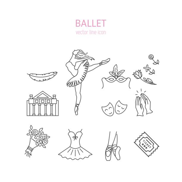 illustrations, cliparts, dessins animés et icônes de jeu d’icônes de ballet - pointed toe