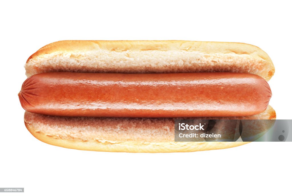 Hot dog semplice con grande salsiccia - Foto stock royalty-free di Hot Dog