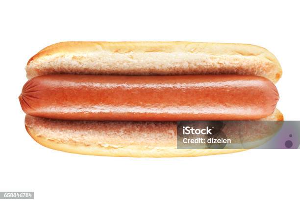 Plain Hot Dog With Big Sausage Stock Photo - Download Image Now - Hot Dog, Plain, Cut Out