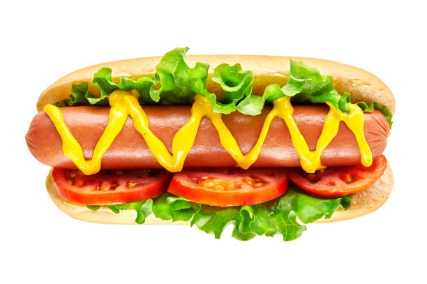 istock Hot dog with big sausage and fresh tomato 658846810