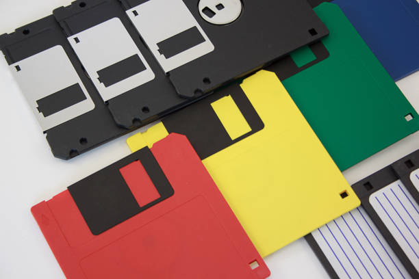 Floppy disks on the white background. Retro style.