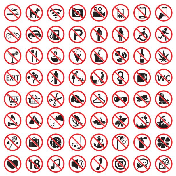stockillustraties, clipart, cartoons en iconen met verbod tekenen pictogramserie - verboden symbool