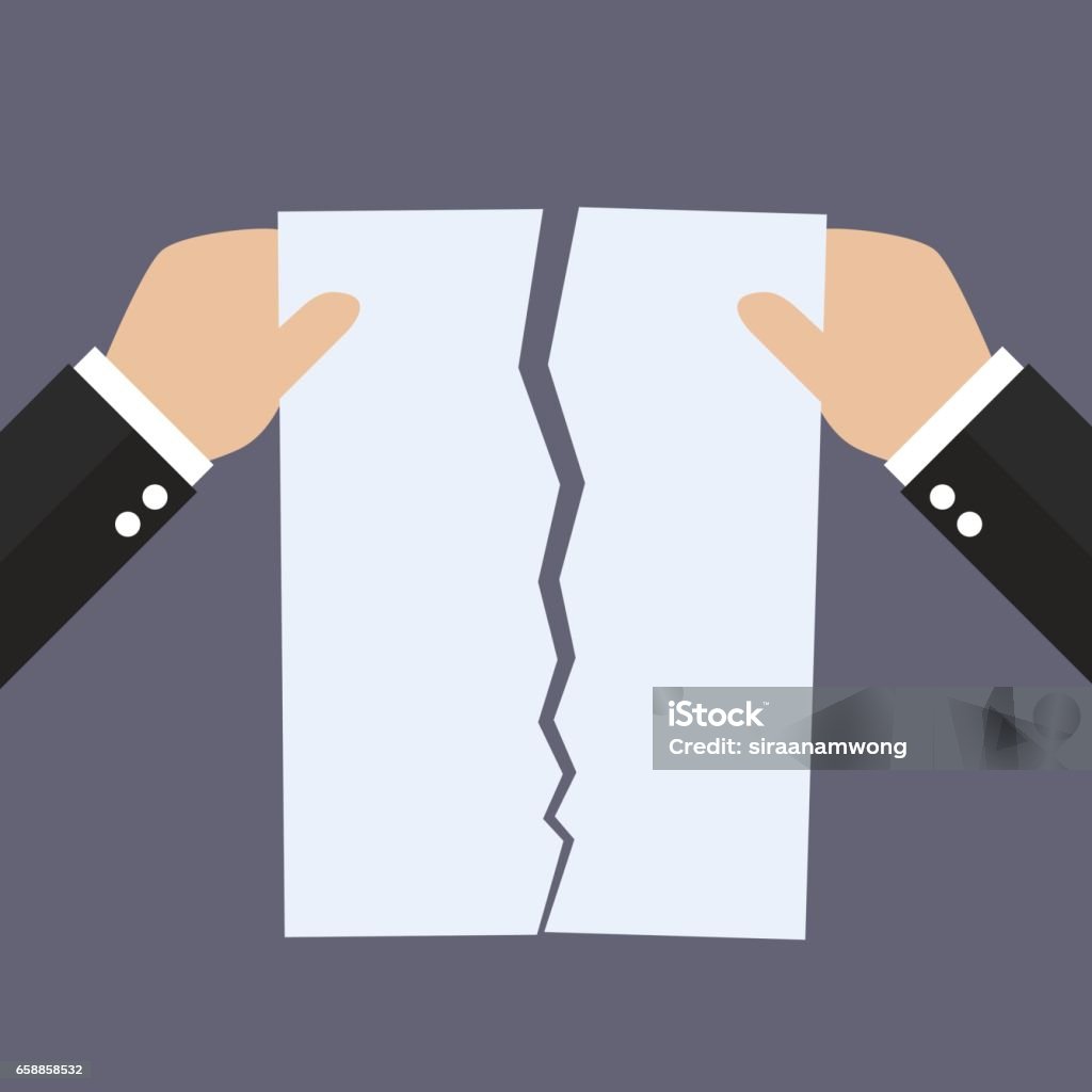 Hands Tearing Apart Document Paper Stock Illustration - Download Image ...