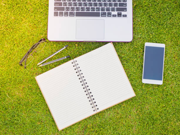 istock Top view of Laptop, notebook, smart phone 658872380
