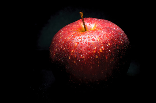 Macro shot of red apple surface