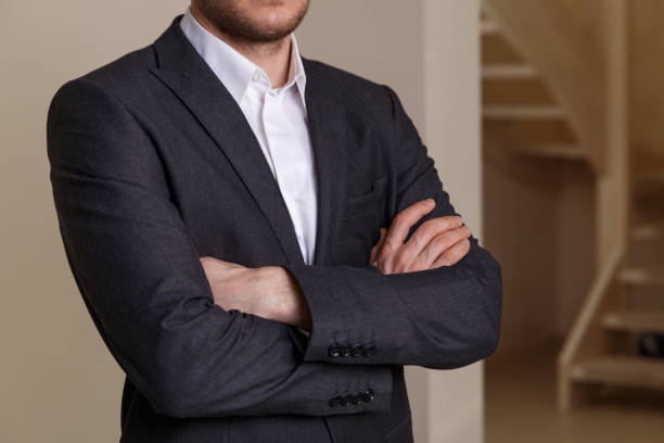 istock Businessman fold ones arms. Business design. 658880852