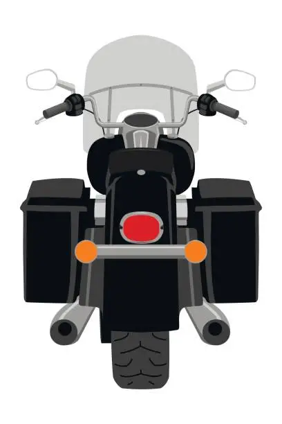 Vector illustration of Touring motorcycle rear view isolated on white vector illustration