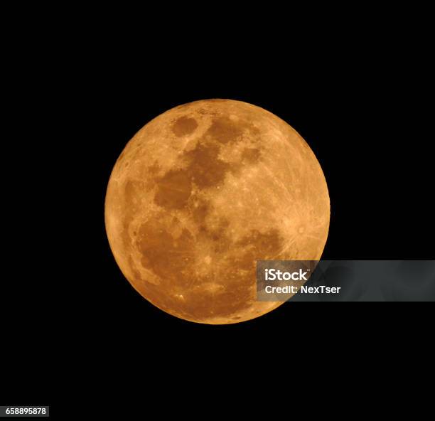 The Yellow Full Moon On Black Background Stock Photo - Download Image Now - Apollo, Astrology, Astronomy