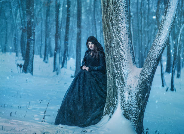 istock Young girl walking in winter forest 658898110
