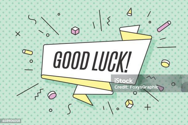 Ribbon Banner With Text Good Luck Stock Illustration - Download Image Now - Luck, Poster, Typescript