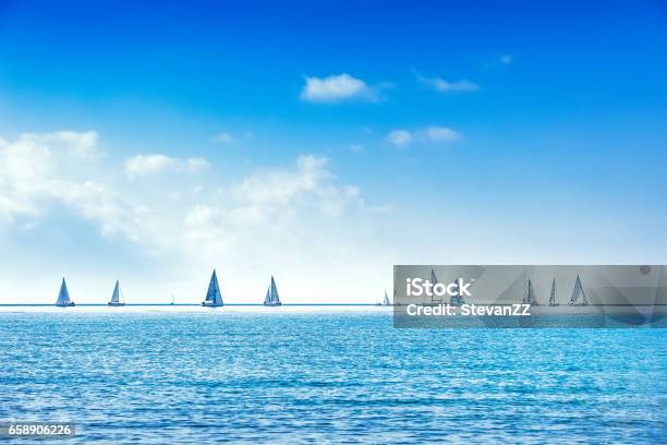 Sailing Boat Yacht Regatta Race On Sea Or Ocean Water Stock Photo - Download Image Now