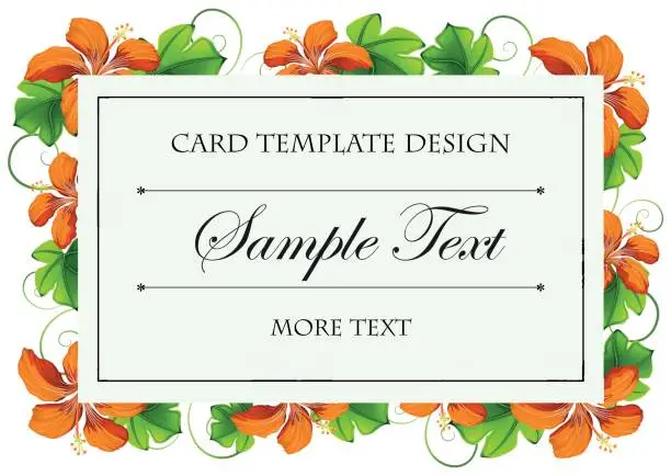 Vector illustration of Card template with orange flowers
