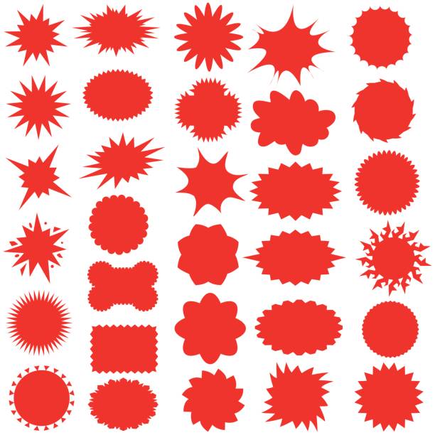 звездные очередей или липкие звезды или значок, дизайн продажи или значок - иллюстрация - communication red symbol pattern stock illustrations