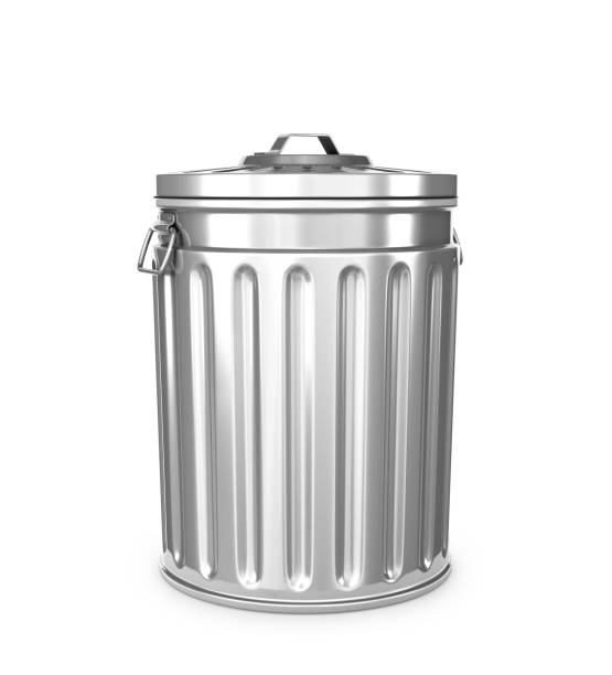 istock aluminum trash container isolated on white. 3D illustration 658927060