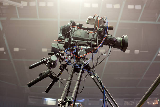 istock tv camera in a concert hal. Professional digital video camera. 658939302