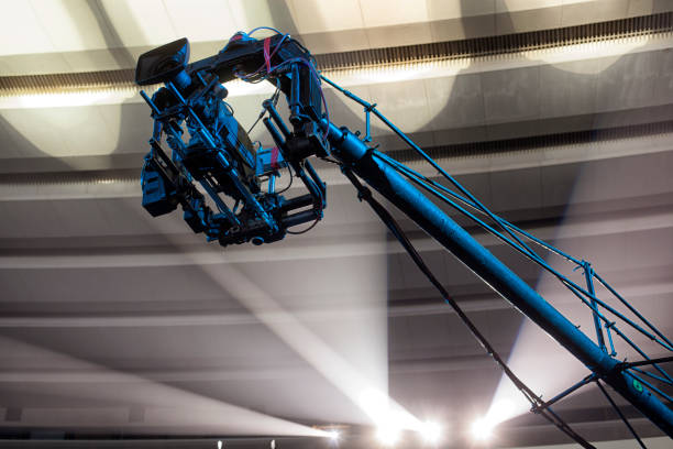 istock tv camera in a concert hal. Professional digital video camera. 658939760