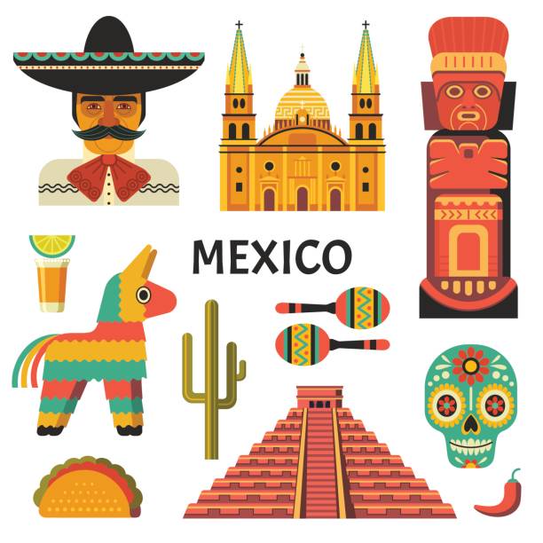 Ilustración de Cartel De México y más Vectores Libres de Derechos de México  - México, País - Área geográfica, Piñata - iStock