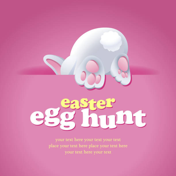 illustrazioni stock, clip art, cartoni animati e icone di tendenza di caccia all'uovo coniglietto di pasqua - easter rabbit easter bunny easter egg