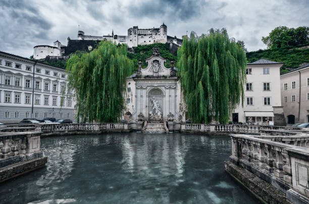 One of the historical squares with the fountain Old Horse Well in the middle