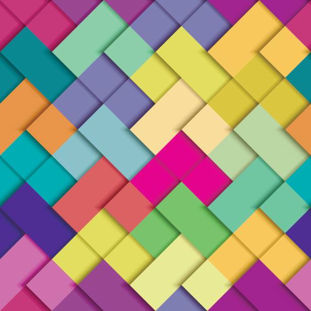 istock Seamless vector colorful bright pattern. Paper squares of different colors lying on each other. Corporate background, wallpaper. 658979928