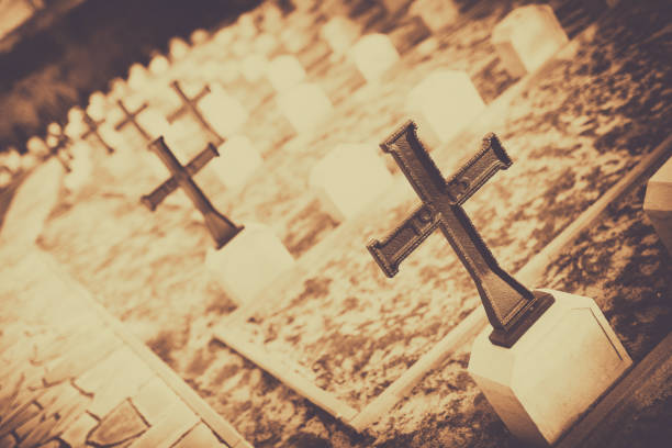 World War I grave crosses. Color. Concept