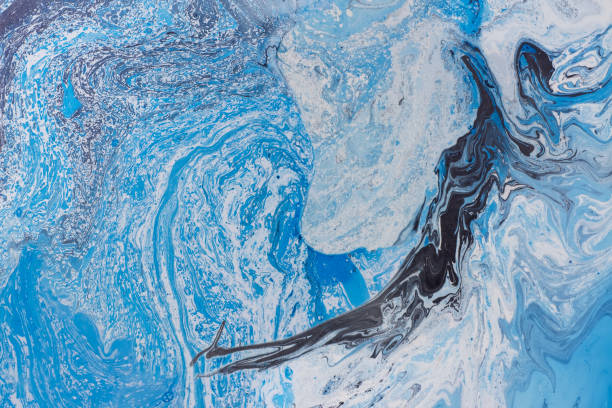 istock Aquamarine marbling texture. Abstract  background with  waterfall. Handmade oil painted surface. Liquid paint. 658990214