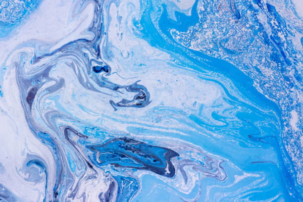 istock Blue cyan marbling texture. Abstract  background with  seahorse. Handmade oil painted surface. Liquid paint. 658990232