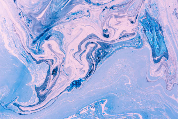 istock Blue violet marbling texture. Creative background with abstract oil painted waves, handmade surface. Liquid paint. 658990240